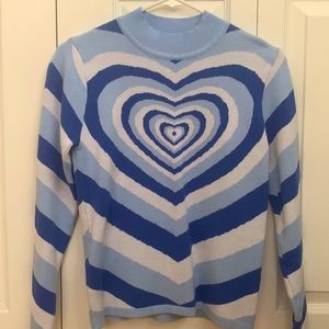 Blue Patterned Heart Sweater
